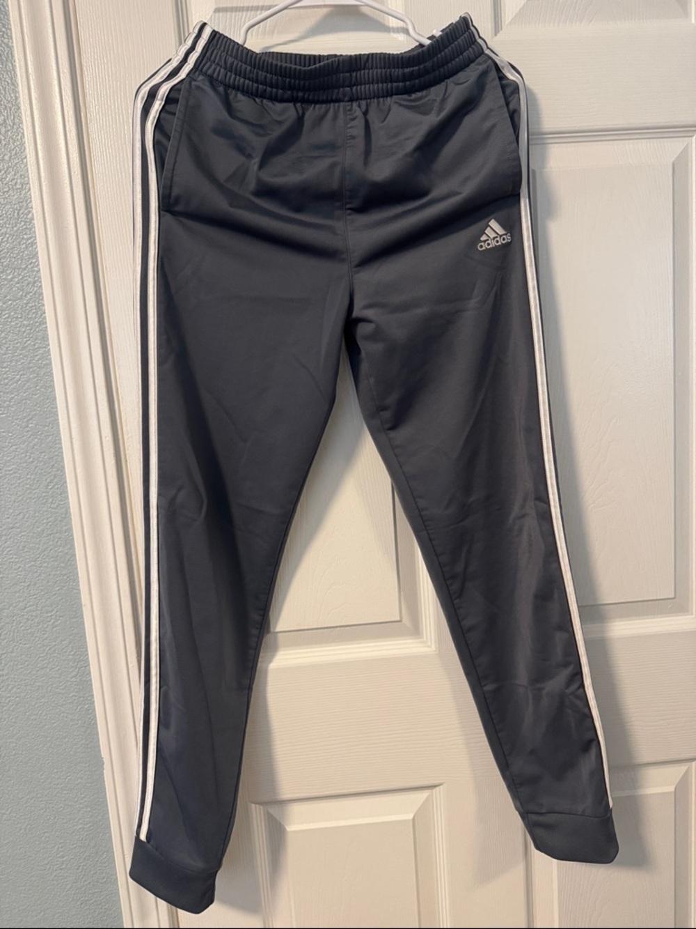 adidas Kids Black Joggers with White Side Stripes